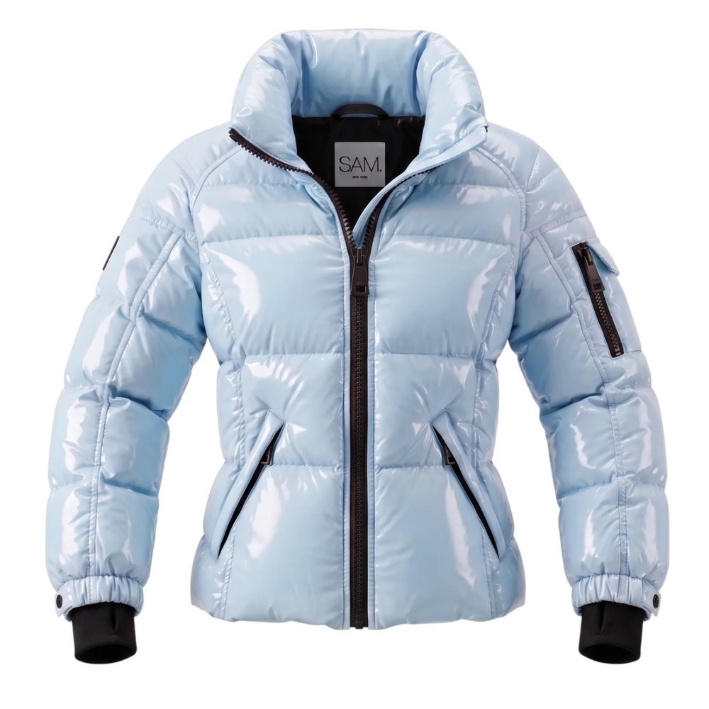 SAM NY Girls Freestyle Down Puffer Jacket Ice Blue Lacquer sz 12 Outerwear Cozy